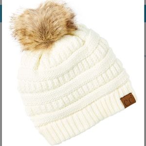 C.C white knit beanie
